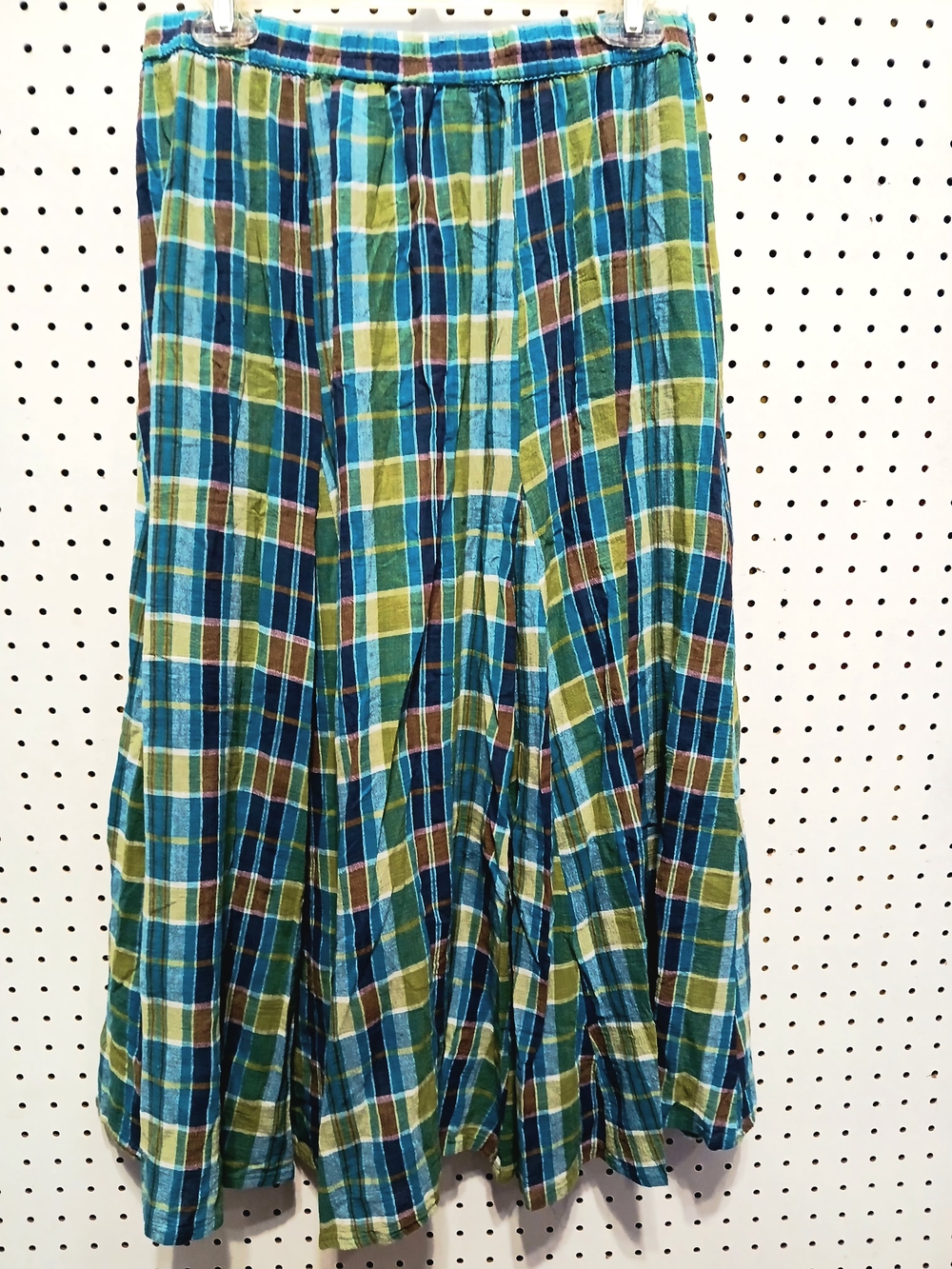 White Stag Plaid Midi Skirt in Teal, Green and Brown - Picture 7 of 12